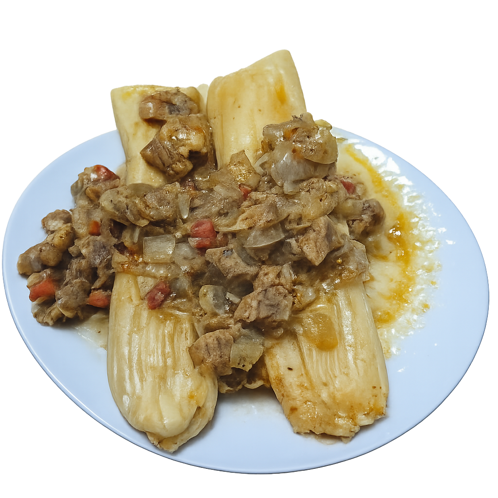 Tamal con saltado